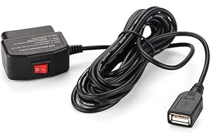 REARMASTER Uniwersalny kabel zasilający OBD do kamery samochodowej, 24-godzinny nadzór z przyciskiem przełącznika trybu (USB)