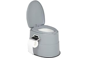 Bonnlo Toilettes de camping Toilettes de voyage portables, Seau intérieur amovible Toilette mobiles Avec siège, couvercle et support de papier toilette, pour le camping，gris