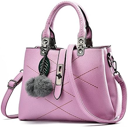 Female handbag and winter shoulder bag across Europe and the United States casual bag with hair ball (red)