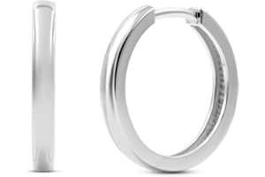 EDELIND Orecchini a cerchio 20mm Oro bianco 14/18kt Set piccoli creoli da donna Oro vero Orecchini a cerchio con scatola regalo