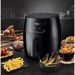 ZZHMW 7.0L Friteuse électrique sans Huile, Friteuse à Air Chaude, écran Tactile LCD, Cuisson en Une Touche, Multifonction avec 8 Programmes, avec Recette Gratuite (7.0L Friteuse sans Huile),Noir