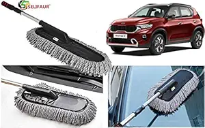 Selifaur Microfiber Flexible Duster Car Wash | Car Cleaning Accessories | Microfiber | Brushes | Dry/Wet Home, Kitchen, Office Cleaning Brush with Expandable Handle for - Kia Sonet