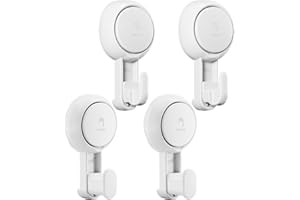 TAILI Crochet Ventouse Lot de 4 Crochet Mural en Plastique Charge de 5KG Ventouse Salle de Bain en Forte Patere Vacuum Porte pour Couronne Sacs Serviette Peignoir de Bain Cusine Clés