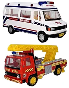 Amisha Gift Gallery Toys Ambulance with fire Ladder Toy For Kids toys for boys best birthday gift for kids non remote control toy car (Colour Assorted, As Per Availability ) (Ambulance with fire ladder) made in india toy