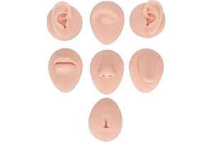 BRRNOO Body Piercing Praktyka Model Symulacja Silikonowe Ucho Oko Nos Usta Język i Pępek Model dla Nowicjusza Piercer (Jasny kolor skóry)