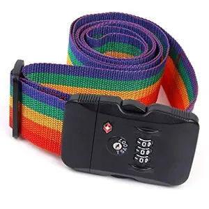 Fambal TSA Nylon Multicolour Travel Luggage Strap with 3 Dial Approved Lock and Suitcase Packing Belt (Random Color Available)