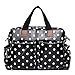 Miss Lulu 4 Piece Polka Dot Baby Nappy Changing Bag Set (Black)