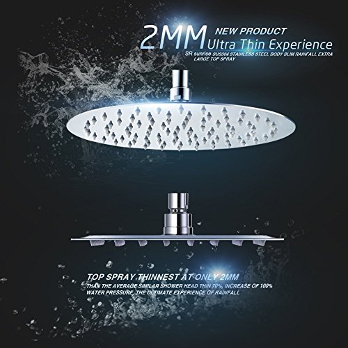8 Zoll Duschkopf Regendusche Anti-Kalk Duschkopf Regen Edelstahl Duschkopf Rund Schwenkbar 1/2 Zoll Raindance Duschbrause Kopfbrause Verchromt fur Badezimmer - 2