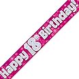 18th Birthday Pink Birthday Party Foil Banner Pennant Age 18
