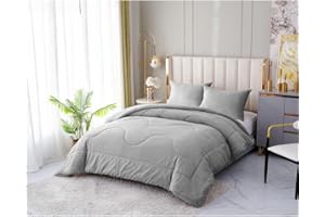 ECOSTAR 1618 Edredón Invierno Sherpa de Microfibra de 600 gr/m² con 1 Funda Almohada, para Cama 90/105cm y 2 fundas para cama 135/150,cm Edredón Nórdico con Borreguito Suave y Cálido (GRIS,260cm*240cm)