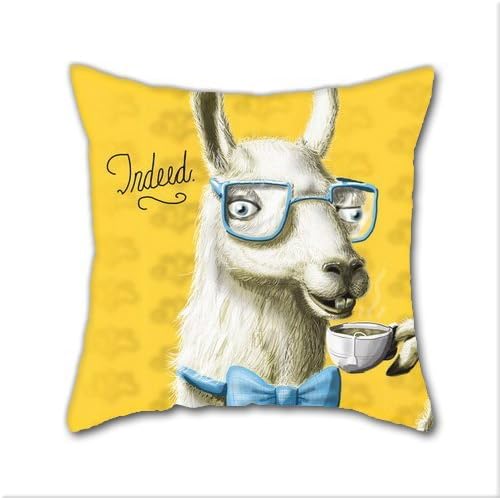 AMountletstore The Fancy Llama Cotton Linen Decorative Throw Pillow Case 18X18inch