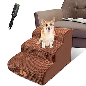 High Density Foam Pet Steps 3 Tiers - Non-Slip 3 Steps Pet Stairs, 15.7