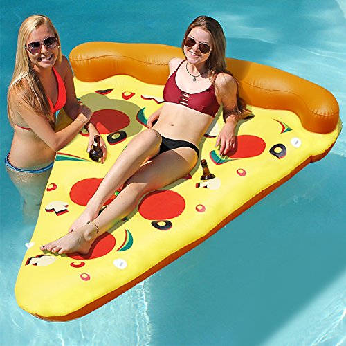 ThinkMax 6 x 3 Feet PVC Giant Inflatable Pizza, Outdoor Swimming Pool Float Rafts,Inflatable Summer Party Floatie Lounge Toy For Children and Adults