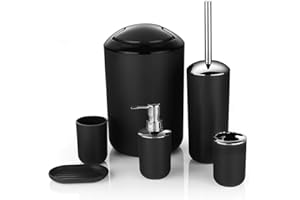 Aliza Bathroom Accessories Set of 6 pieces - Elegant Style Bath Set Giving your Bathroom a Luxurious Look - Includes Cup, Bin, Toilet brush & holder, Soap dish & Dispenser