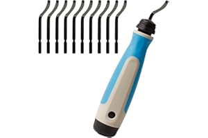 C100AE Deburring Tool for Resin, Deburring Tools for Metal, Hand Deburring Tool Set, Precision Edge Burr Removal, Rubber Non-slip Swivel Head Handle, with 11 High Speed Steel BS1010 Blades