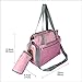 Yodo Roomy Baby Changing Bag for Moms - Plus Wipe Dispenser Case, Stroller Straps and Insulated Feeding Bottle Holder - Carry by Grab Handle or Adjustable Shoulder Strap, Pink