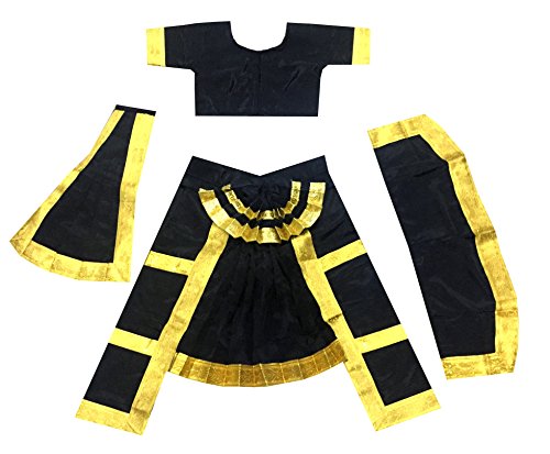 Fancy Steps Original Double Fan Classical Bharatnatyam bharatanatyam Dance Fancy Dress Costumes, Black