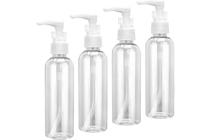 CATOR 4 Stück Pumpspender, 100 ml Pumpflasche, Transparente Airless Pumpflasche, Reise Spenderflasche, Reise Flaschen, Nachfüllbare Kunststoff Pumpflaschen, für Kosmetik Shampoo Creme