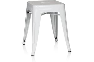 ‎HJH OFFICE hjh OFFICE 645002 Metall Hocker VANTAGGIO Weiß Sitzhocker im Industry-Design, stapelbar, niedrig
