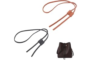 WADORN 2 Stück 2 Farben PU-Leder Kordelzug Für Bucket Bag 100 cm Abnehmbarer Lederzugriemen Für Umhängetasche Kordelzug Bunche Zubehör (Schwarz + Braun)
