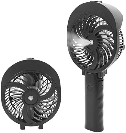 Daite Foldable Handheld USB Mini Misting Fan with Cooling Humidifier, 55ml Water Tank, 3 Adjustable Speeds, 1500mAh Rechargeable Battery, Portable, Desktop and Umbrella Hanging (Black)