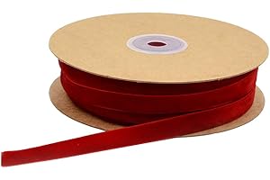 HugeDE 1cm 20 Meters Christmas Velvet Ribbon Single Face Ribbon for Xmas Wedding Wrapping Crafts Decoration Favors Red