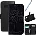Produktbild Robinsoni Kompatibel mit Samsung Galaxy S10 Plus Hülle PU Leder Tasche,Prägung Muster Eule Baum Schutzhülle Handytasche Brieftasche Karten Slot Magnetverschluss Flip Case Stand Klapphülle Etui,Schwarz