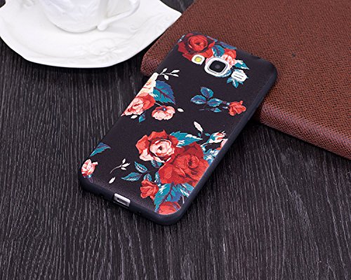 Samsung Galaxy J3 / J3(2016) SM-J310 Hülle, Chreey [Prägemuster] Full Body Cover Bumper Case Weich TPU Silikon Handyhülle Matt Kratzfeste Anti-Rutsch Schutzhülle Backcover [Chinese Rose] - 7