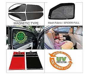 Able Zed Black Car Magnetic Sun Shade Curtains with Zipper for Maruti Swift New 2017 Set of 4 (2017 to 2020 Model) (Front 2 Door Zipper, Sporty)