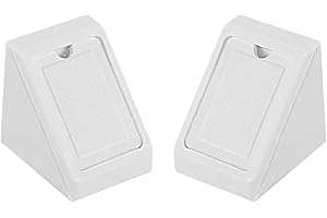UXCELL sourcing map Plastic Corner Braces, Shelf Cabinet Door 90 Degree 2 Holes Angle Brackets with Cover Cap White, Pack of 50