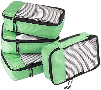 AmazonBasics Lot de 4 sacoches de rangement pour bagage Taille S, Vert