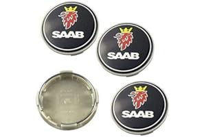 East Coast Autos - 4pcs 63mm Black Saab Car Styling Accessories Emblem Badge Wheel Hub Caps Centre Cover SAAB 93, 9-3, 9-5 Vector Linear Aero