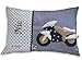 Produktbild Namenskissen Babykissen I Kissen mit Namen personalisiert I Taufgeschenk Geburtsgeschenk I Motorrad I Blau I von Glückspilz