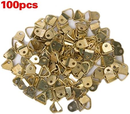 TMODD 100Pcs Small Triangle D-Ring Picture Frame Hangers Single Hole with Screws