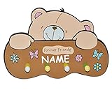3-D Kindergarderobe – Teddy Bär Forever Friends – mit 4 Kleiderhaken Moosgummi – Garderobenhaken Wandhaken Kinder Garderobe Kind Wandgarderobe Haken / Kinderzimmer Teddybär Mädchen Jungen - 3