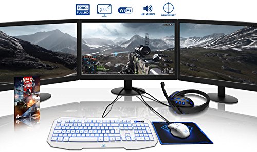 VIBOX Kaleidos GS670-127 Komplett-PC Paket Gaming PC – 4,1GHz AMD FX 6-Core CPU, GTX 1070, leistungsfähig, Desktop Gamer Computer mit Spielgutschein, 3x Dreifach 22″ Monitor, Gamer Tastatur & Mouse, RGB LED-Kit, lebenslange Garantie* (3,5GHz (4,1GHz Turbo) Superschneller AMD FX 6300 Sechs 6-Core Prozessor CPU, Nvidia GeForce GTX 1070 8GB Grafikkarte, 8GB Kingston HyperX 1600MHz RAM, 120GB SSD, 2TB Festplatte, 600W 85+ Netzteil, CIT Weiß Gehäuse, AM3+ Mainboard, Ohne Windows Betriebssystem) - 2