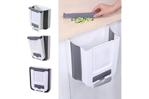ALOUWEEKUKY Cubos de Basura para la Cocina - Cubos de Basura Plegable 9L Multifuncional Bote de Basura Colgante Extraible para la Cocina,Utilizado en Cocina, Baño, Dormitorio, Automóvil (Con Gancho Invisible)