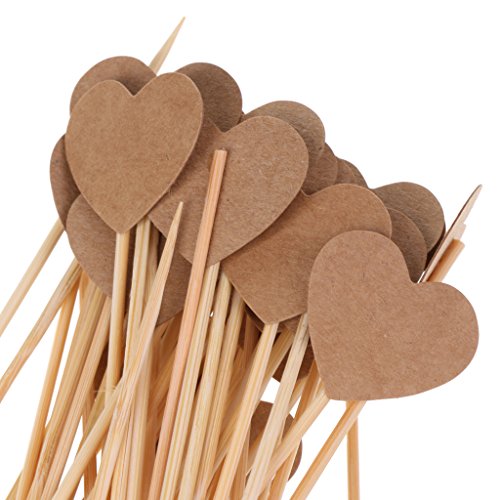 MagiDeal Kraftpapier Herz Cupcake Picks Zahnstocher Partei Kuchen Cocktail Dekor, 50 Stück/Set - 3