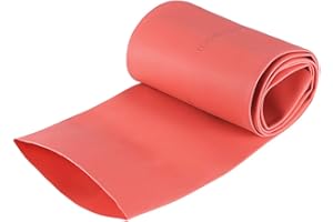 sourcing map Gaine Thermorétractable 60mm Diamètre 98mm Largeur Plate 2:1 Rapport Manchon Câble Tube Rétractable 1m Rouge
