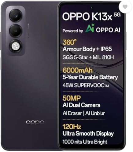 OPPO A3X 5G (Sparkle Black, 4GB RAM, 128GB Storage)|6.67” HD+
