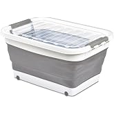 Deconox Wheel Foldable Accordion Storage Basket (45 LT) | Practical and Portable 45 LT Wheel Foldable Accord