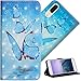 Produktbild COTDINFOR Huawei P20 Hülle für Geschenk Lederhülle 3D-Effekt Painted Kartenfächer Schutzhülle Protective Handy Tasche Schale Standfunktion Etui für Huawei P20 Three Blue Butterflies YX.