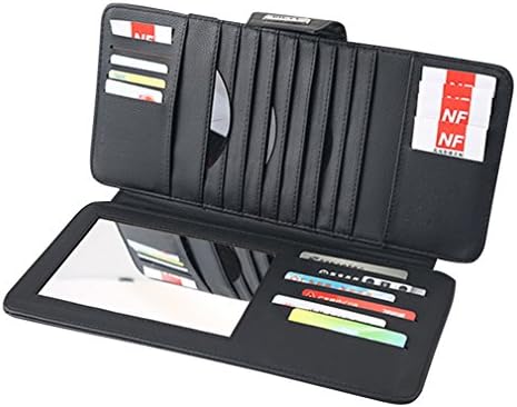 Car Sun Visor Organizer, NOTENS Auto Portable PU Leather Pocket Organizer, Registration And Document Holder, Personal Belonging Storage Pouch Organizer, Interior Accessories Pocket Organizer