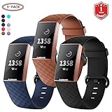 FunBand für Fitbit Charge 3 Armband,Klassisch Verstellbares Ersatz weiches Silikon Sporty Wrist Strap Band Armbanduhr Uhrenarmband Schlaufe Armbänder für Fitbit Charge 3 Smartwatch (Small & Large)