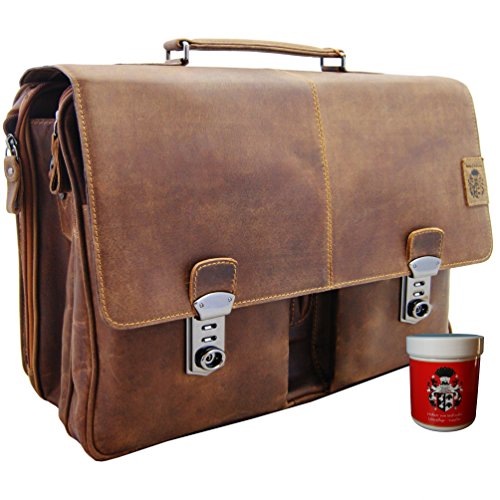 BARON of MALTZAHN Laptoptasche Aktentasche Lehrertasche RUBENS aus braunem Leder   Lederpflege