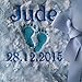 PERSONALISED BLUE Fleecelined baby blanket. Keepsake gift with Name and Date of Birth