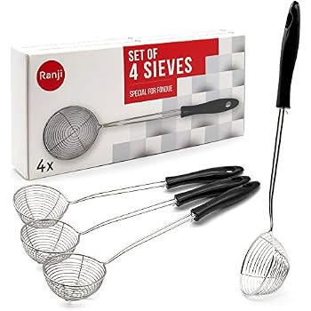 Lot de 8 passoires en acier inoxydable - épuisettes pour fondue