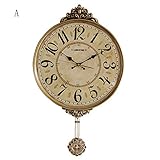 Vinteen Mode Atmosphäre Continental Vintage Uhr Wohnzimmer Wanduhr Nordeuropa Kreativität Taschenuhr American Uhr Haushalt Einfache Stille Horologe Uhr und Uhren Bell Put (Größe : A)