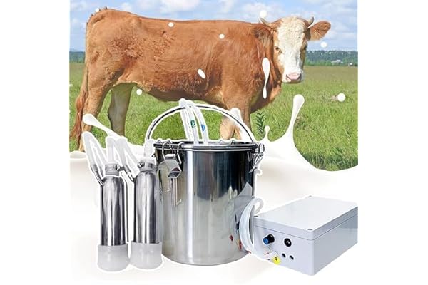Elektrisk mjölkningsmaskin för kor och får (3L/5L/10L), pulserande vakuumpump, stannar automatiskt när mjölken är full, bekvä