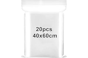 XINGRUN Sacchetti in Plastica Trasparente Richiudibili 40x60cm Grandi Dimensioni Sacchetto Sigillato Borsa con Chiusura a Cerniera Applicano a Piumini, Coperte, Deposito di Vestiti, 20Pezzi
